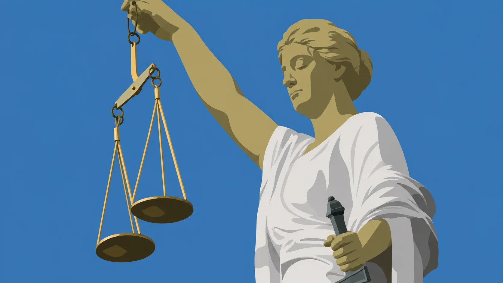 Lady Justice holds up her scales